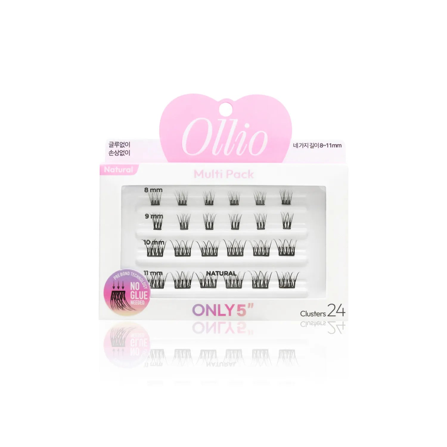 Ollio No Glue Eyelash [Multi PACK] (8/9/10/11mm) 24pcs
