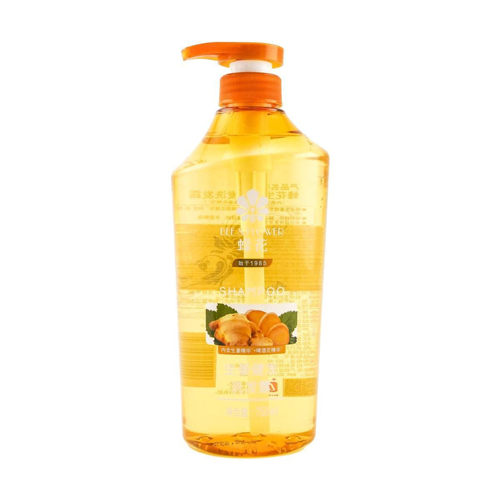 蜂花BEE&FLOWER 生姜啤酒花精华洗发水 无硅油生姜健发洗发露 750ml 去油蓬松 强韧亮泽 改善断发 油腻扁塌发丝脆弱分叉打结发质
