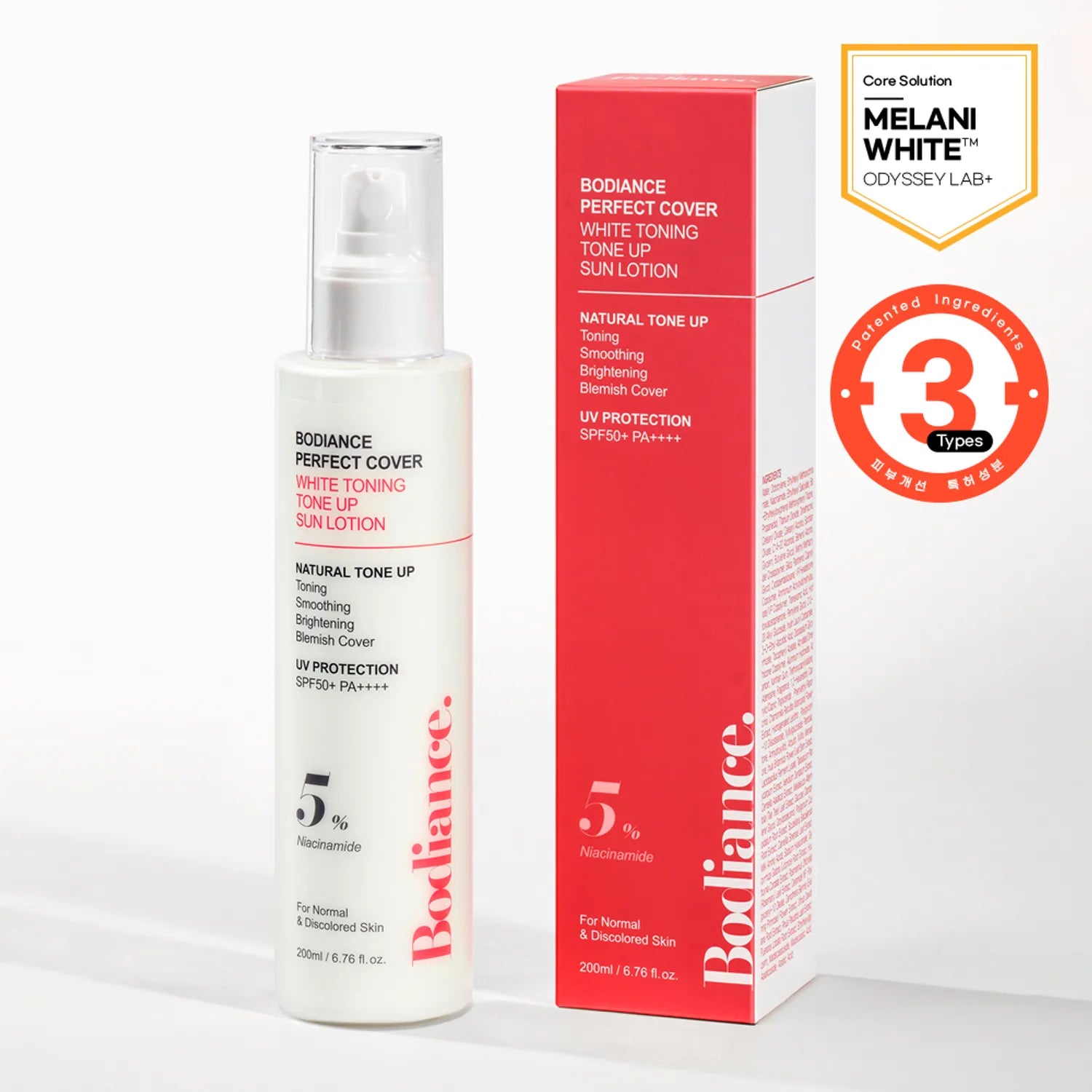 Bodiance Perfect Cover White Toning Tone Up Sun Lotion 200ml