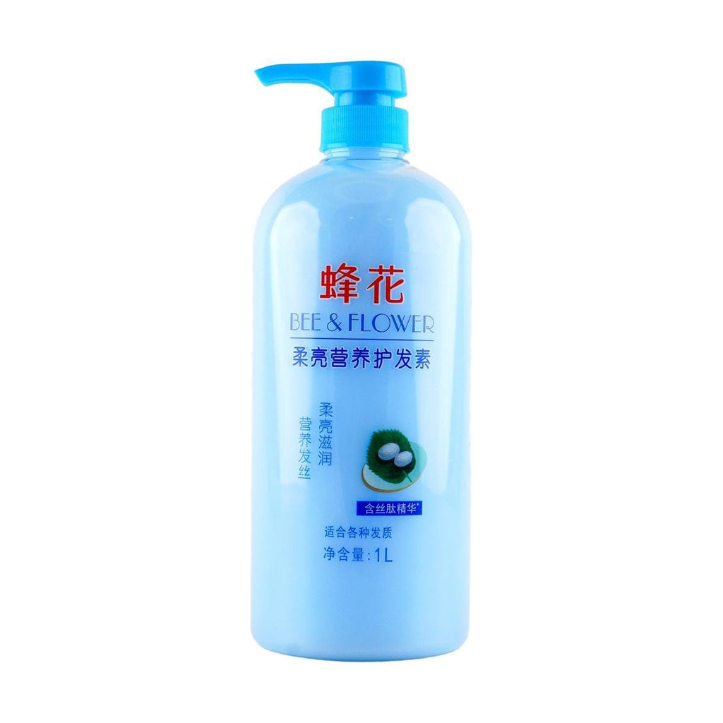 蜂花BEE&FLOWER 柔亮营养护发素 蚕丝蛋白丝肽精华护发 1L 柔软光滑亮泽 滋润保湿修护 毛躁干发炸毛发质