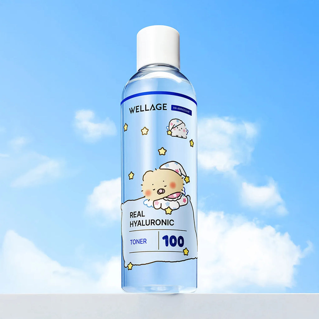 WELLAGE Real Hyaluronic 100 Toner 300ml Set (+Cotton Pad 60P)