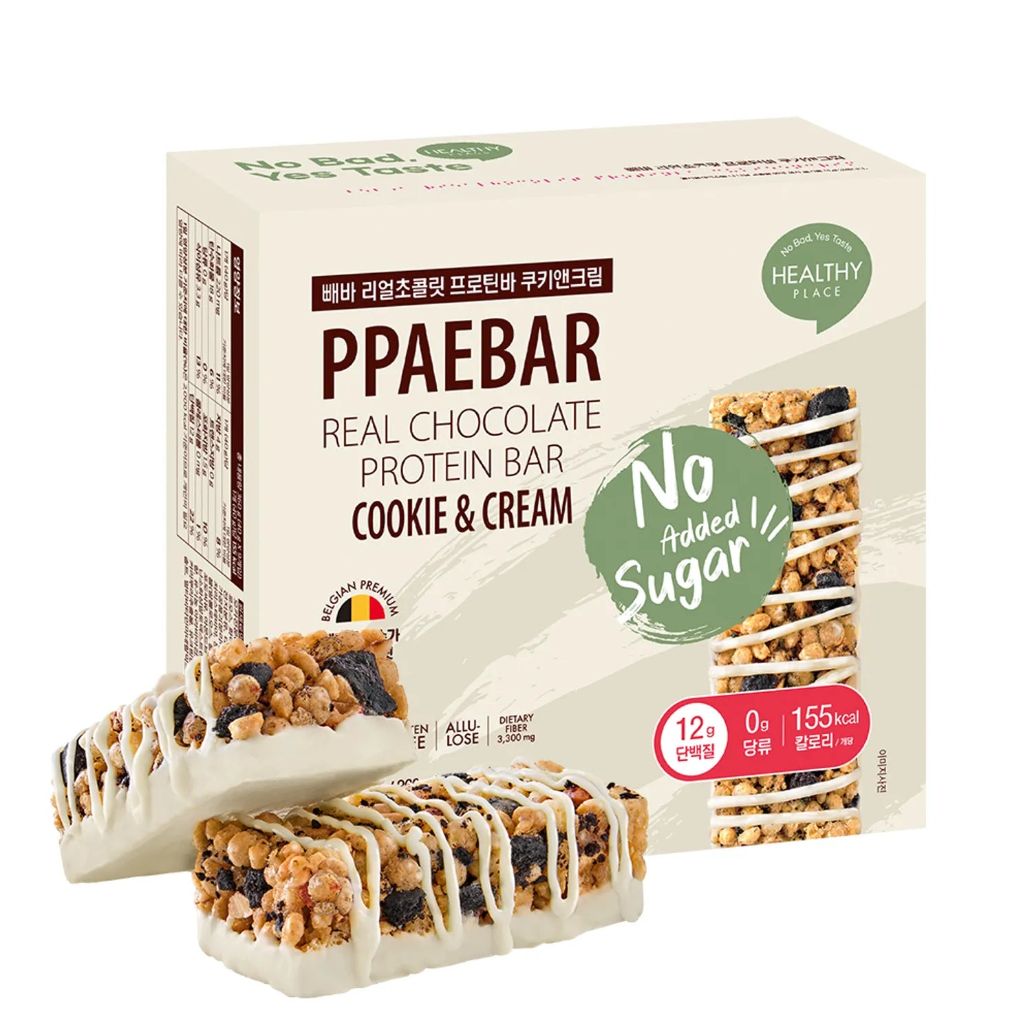 PPAEBAR Real Chocolate Protein Bar #Cookie&Cream 1 Box (40g*9ea)