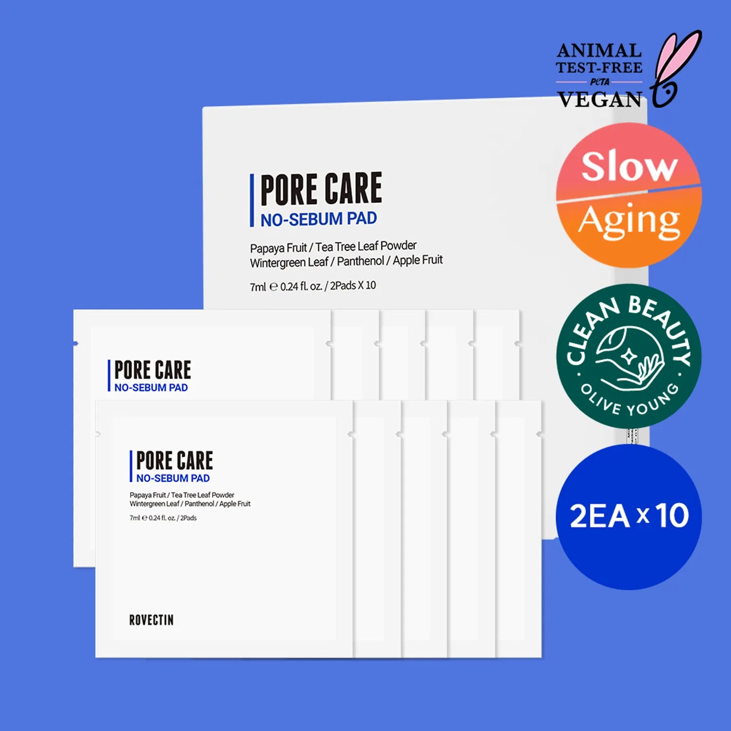 ROVECTIN Pore Care No Sebum Pad Portable (20P)