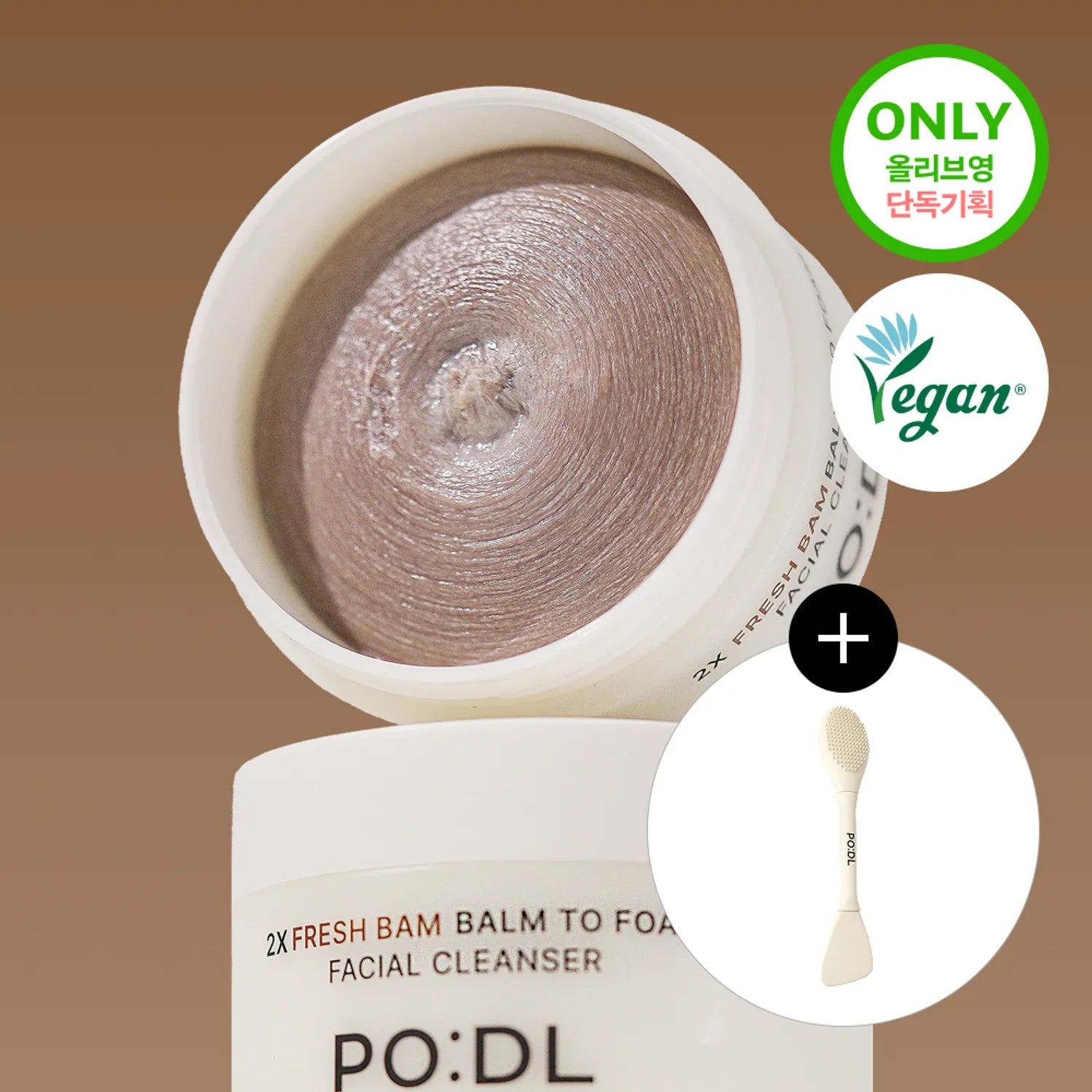 PODL 2X Fresh Bam Balm To Foam Facial Cleanser 130ml Set (+Dual Pore Brush + Wrist Wash Band)