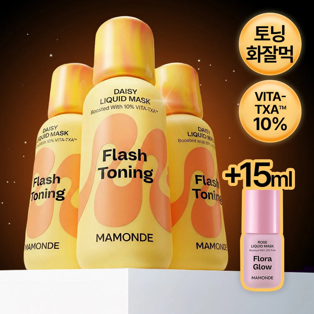 Mamonde Flash Toning Daisy Liquid Mask 80ml Set (+Rose Liquid Mask 15ml)