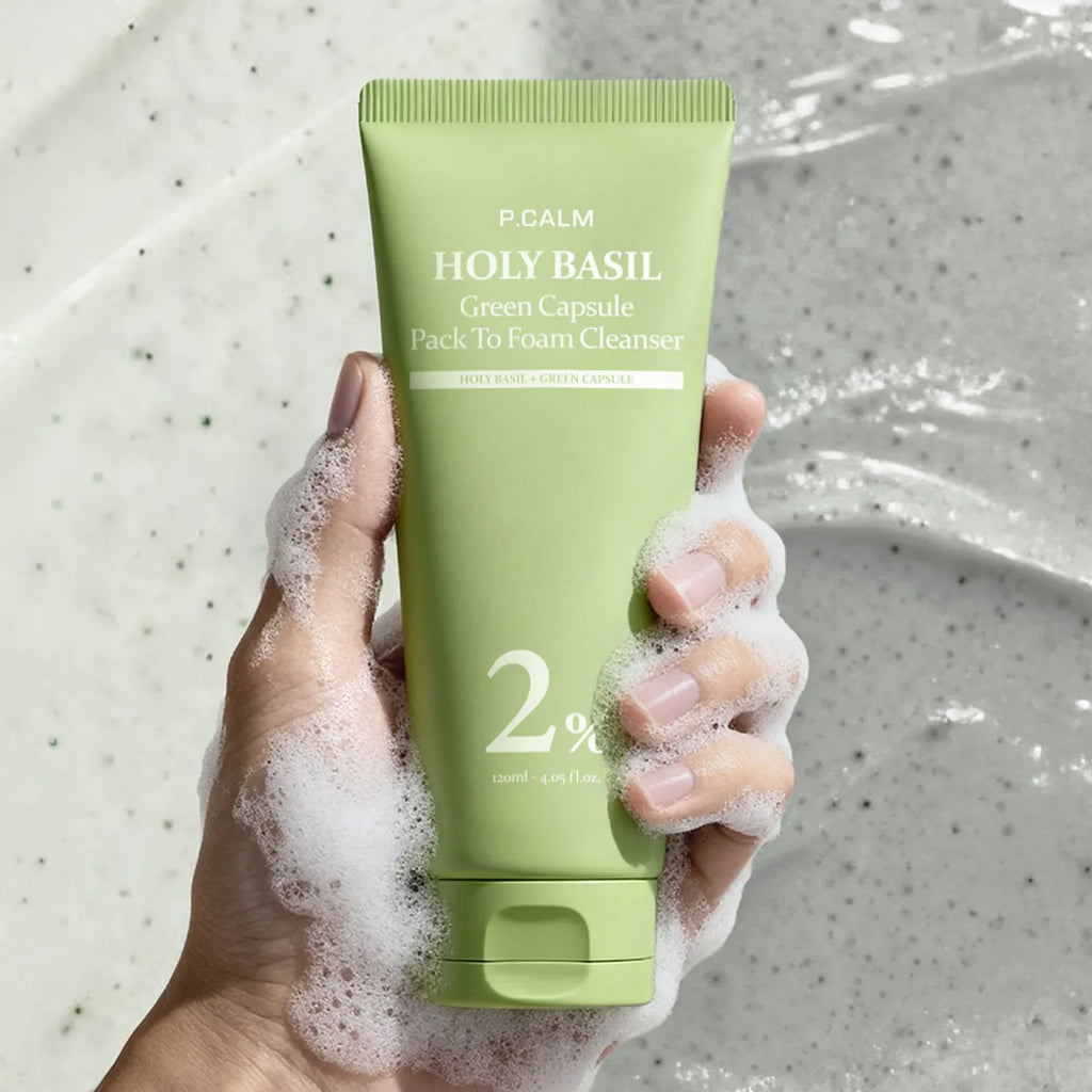 P.CALM Holy Basil Green Capsule Pack To Foam Cleanser 120ml