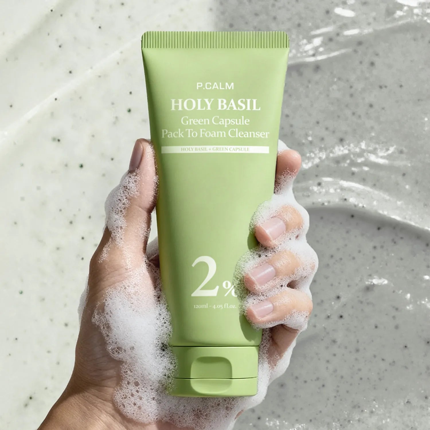 P.CALM Holy Basil Green Capsule Pack To Foam Cleanser 120ml