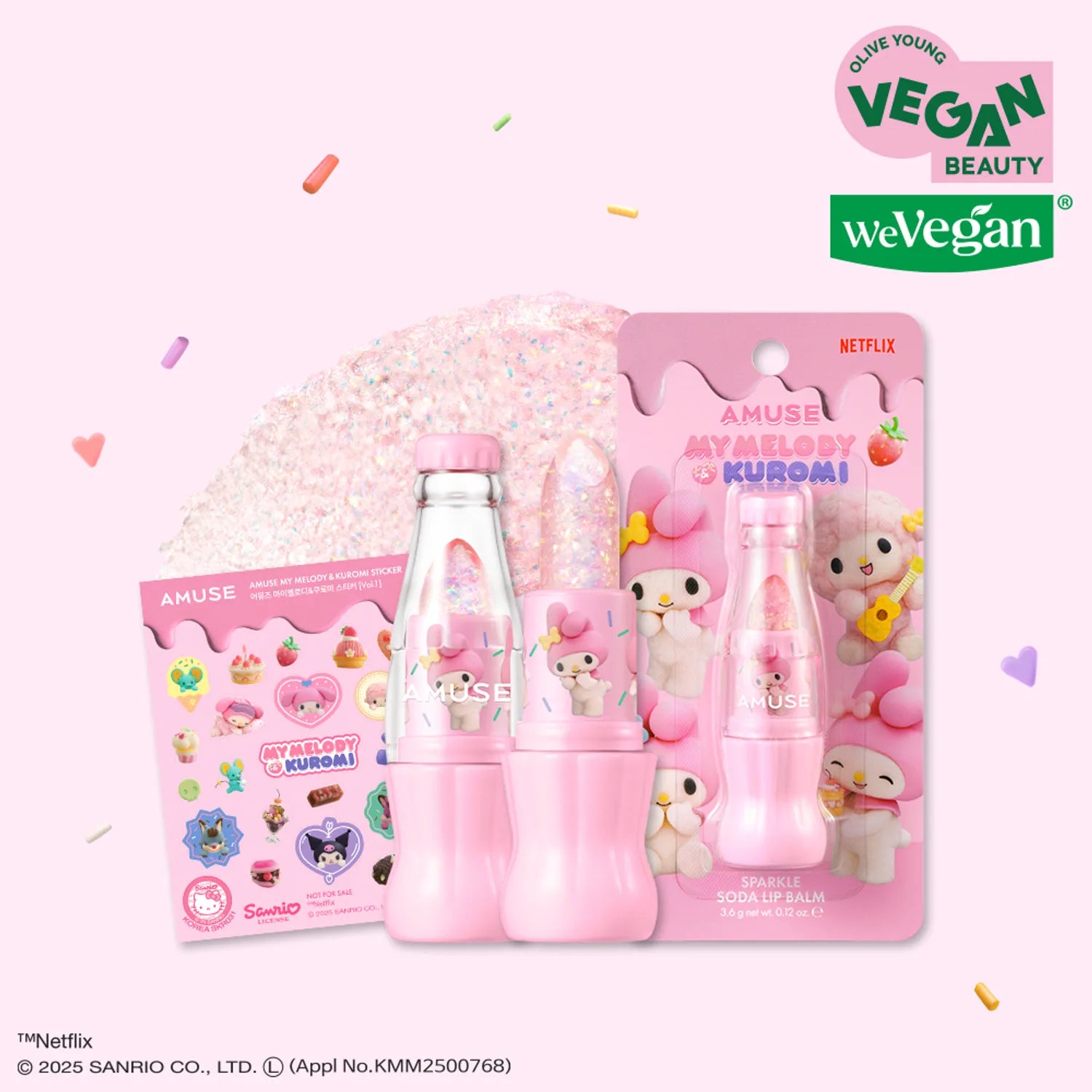 [MY MELODY & KUROMI EDITION] AMUSE Sparkle Soda Lip Balm