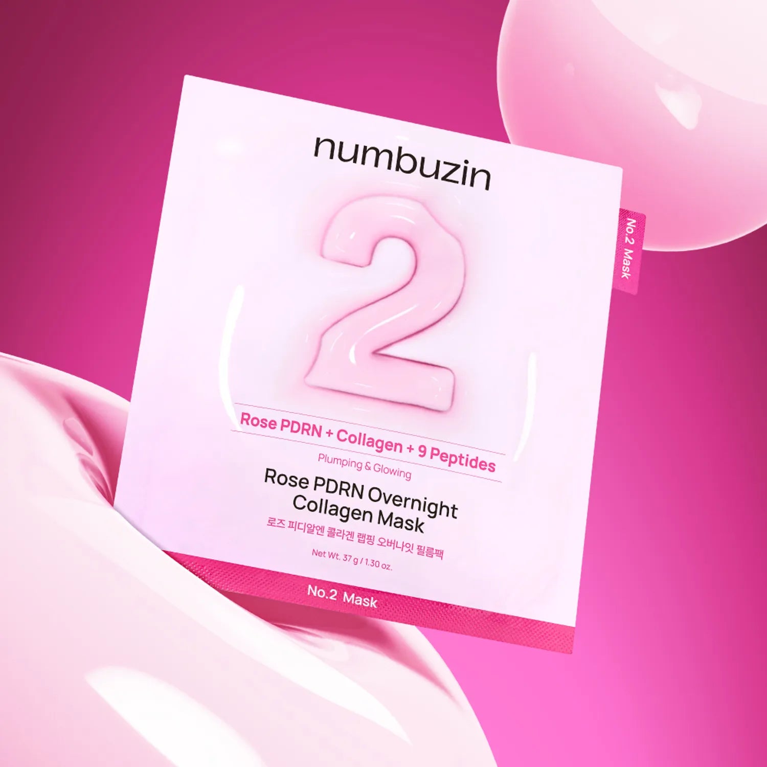 numbuzin No. 2 Rose PDRN Collagen Wrapping Overnight Film Pack 4ea