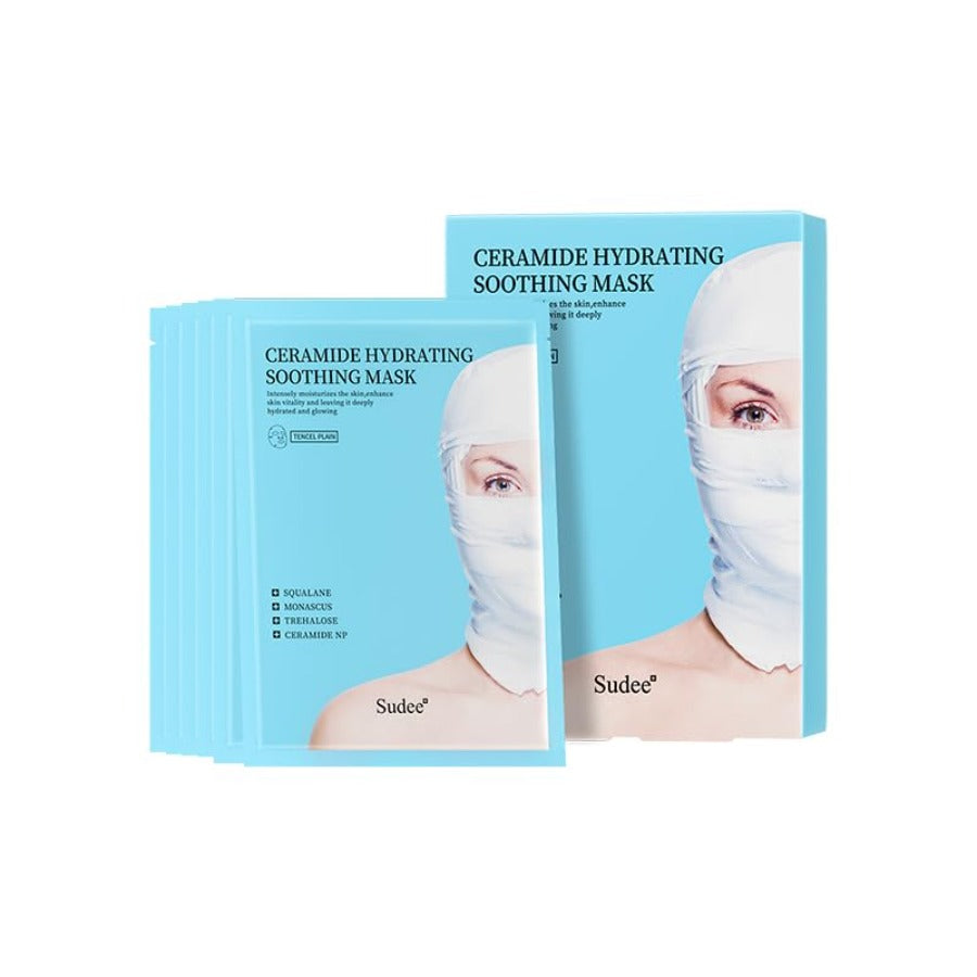 Sudee CERAMIDE HYDRATING SOOTHING MASK - Intense Moisture Barrier Support Calming for Sensitive Skin 5-Layer Hyaluronic Acid & Ceramide Sheet Mask Korean Skincare 5 Sheets, 30g Each