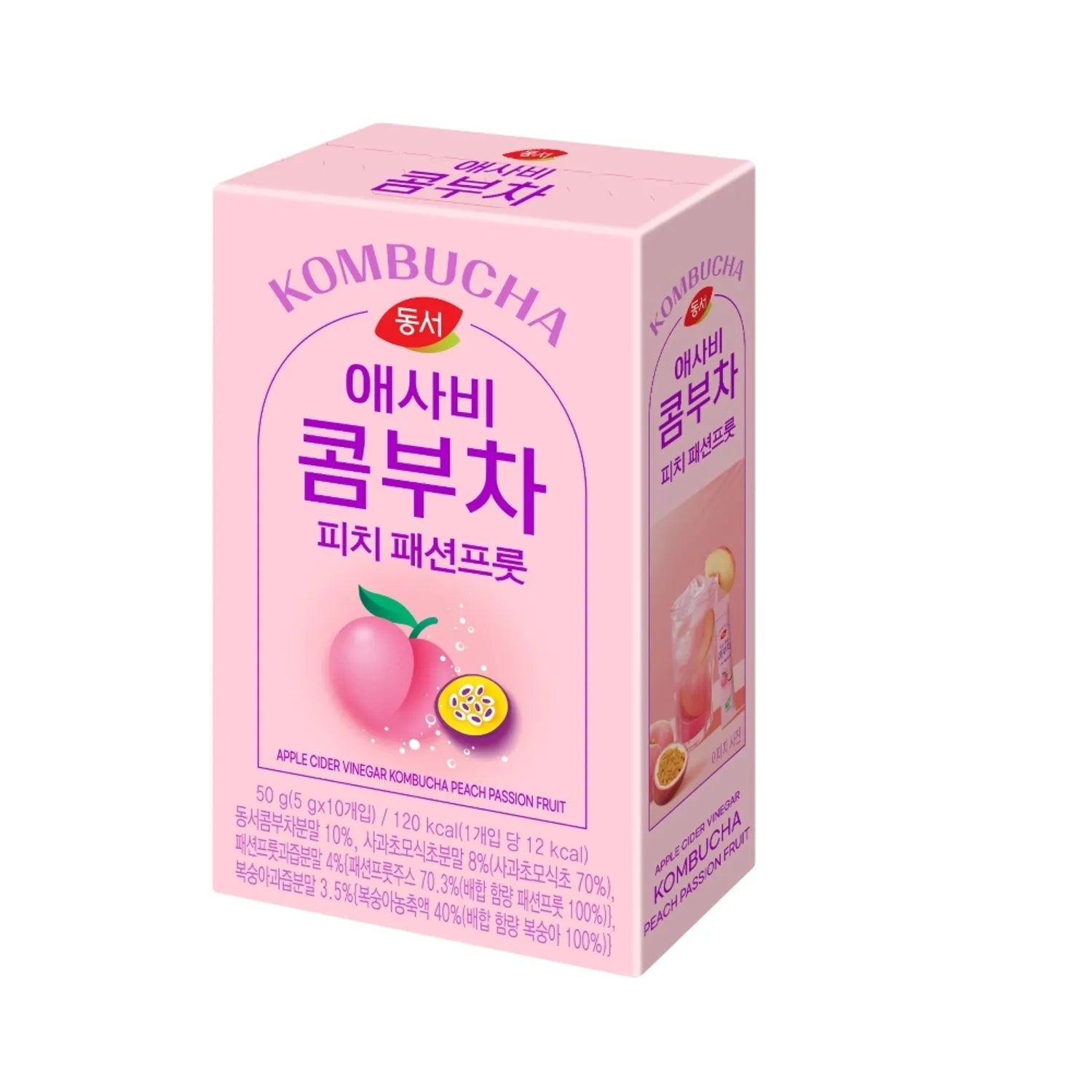 Dongsuh Apple Cider Vinegar Kombucha Peach Passion Fruit 50g (10 Sticks)