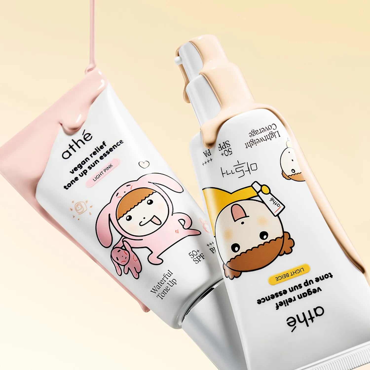 [TOSUNI PINK EDITION] athe Vegan Relief Tone Up Sun Essence SPF+ PA++++ 50ml Set (+Tosuni Keyring)