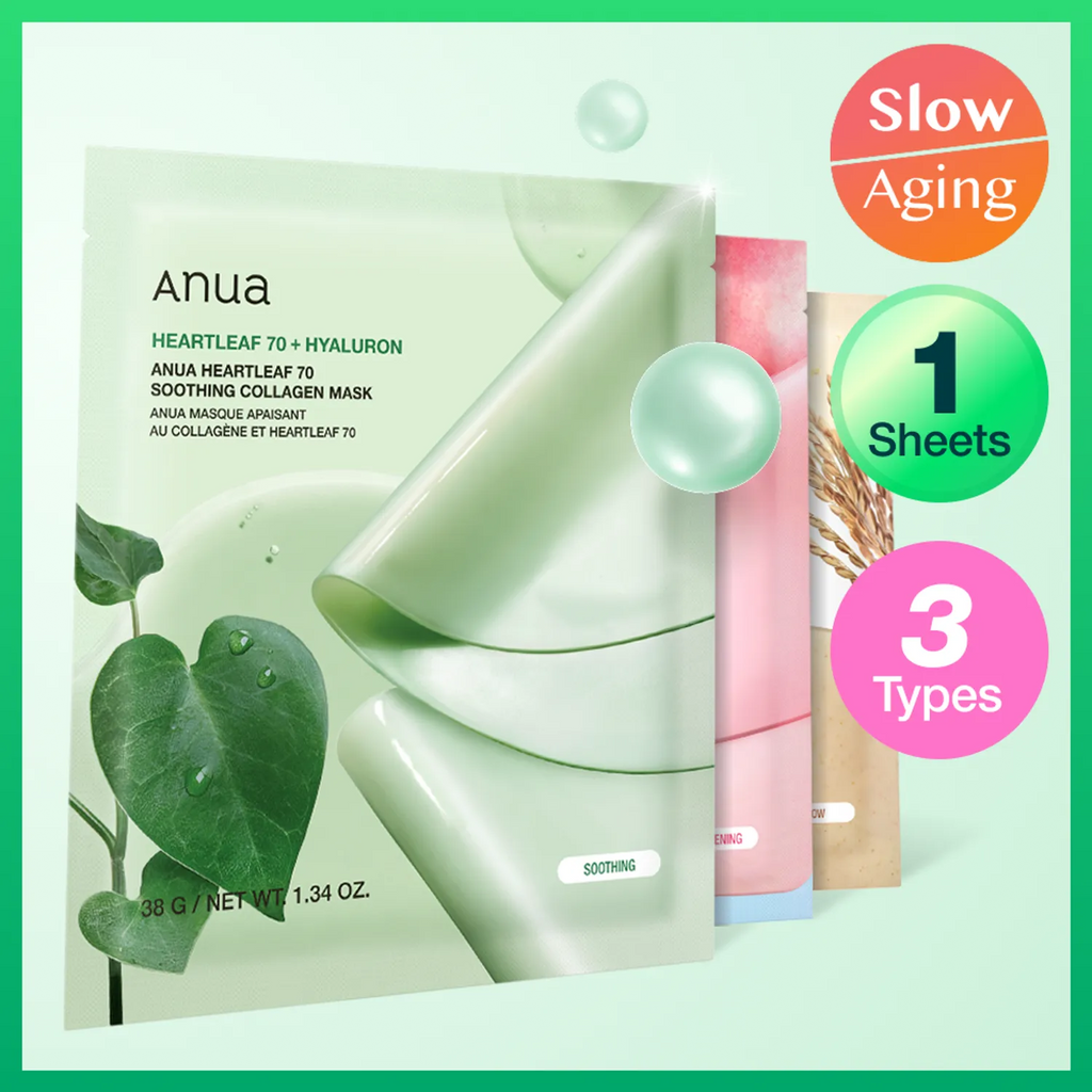 Anua Collagen Mask Sheet 1ea 3Types (Heartleaf / Peach / Rice)