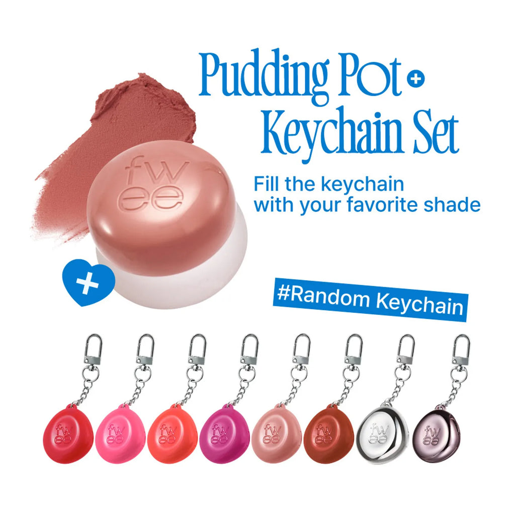 fwee Lip & Cheek Blurry Pudding Pot Set (9 Colors) (+Pendant Keyring)