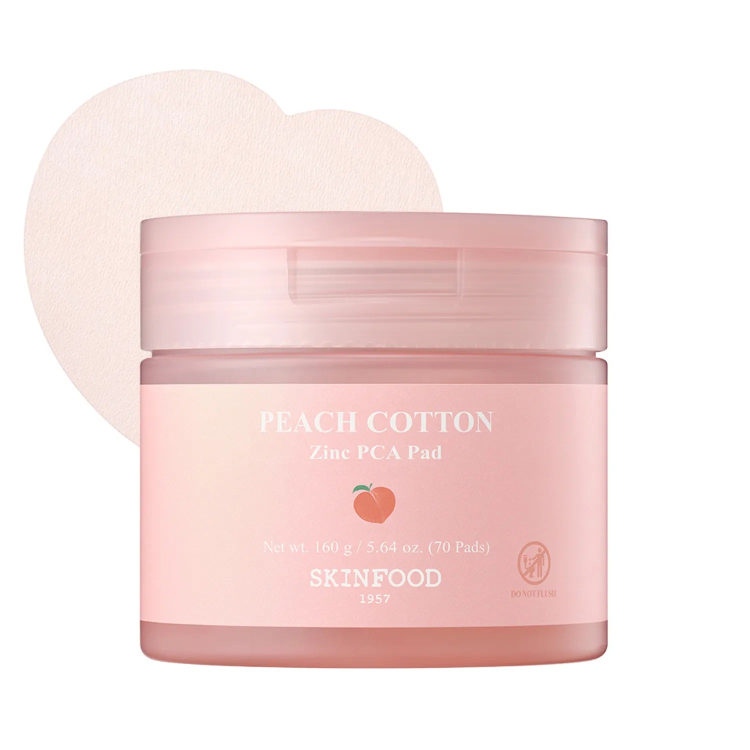 SKINFOOD Peach Cotton Zinc PCA Pad 70P Set (+Refill 30P+Stress Ball Keyring)