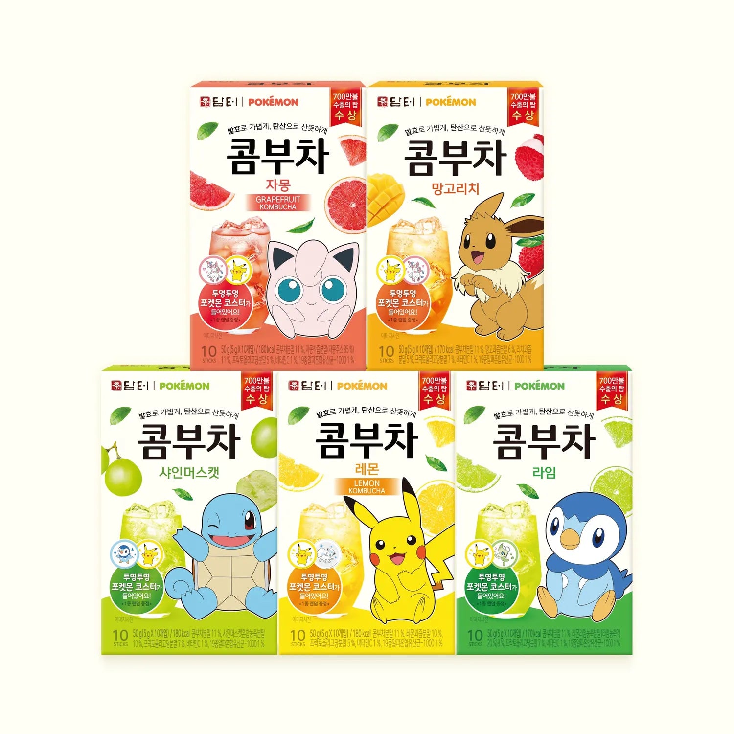 Damtuh Pok&eacute;mon Kombucha Flat Peach 10T Sticker Gift Set