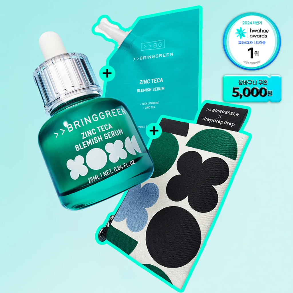 [dropdropdrop EDITION] BRINGGREEN Zinc Teca Blemish Serum 25ml+Refill 25ml (+DRP Flat Pouch)