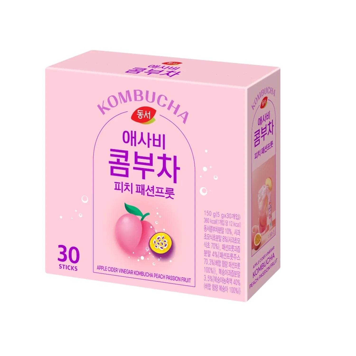 Dongsuh Apple Cider Vinegar Kombucha Peach Passion Fruit 150g (30 Sticks)