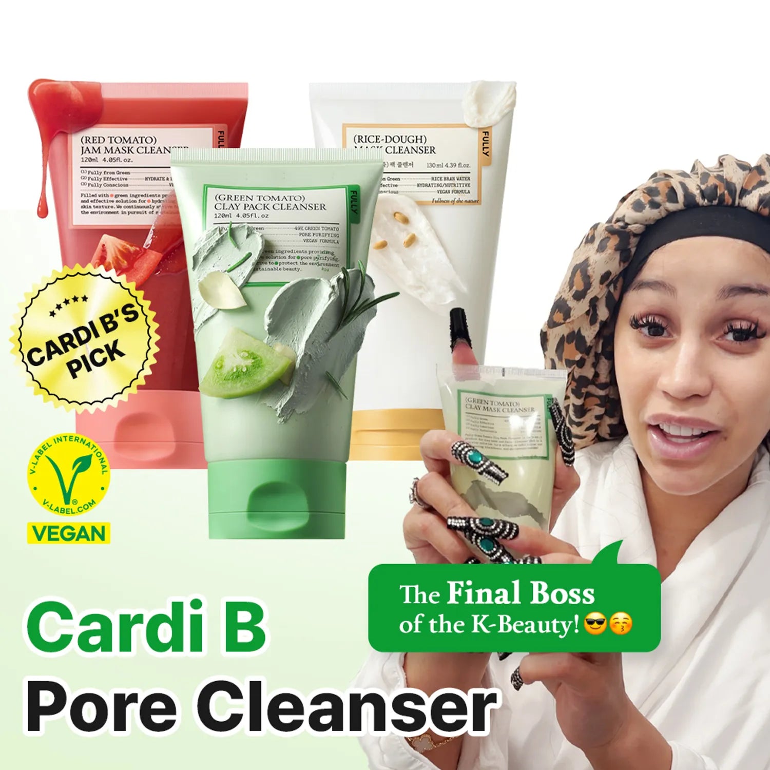 fully Pack Cleanser 120ml+30ml Set &ndash; Green Tomato/ Red Tomato/ Rice Dough