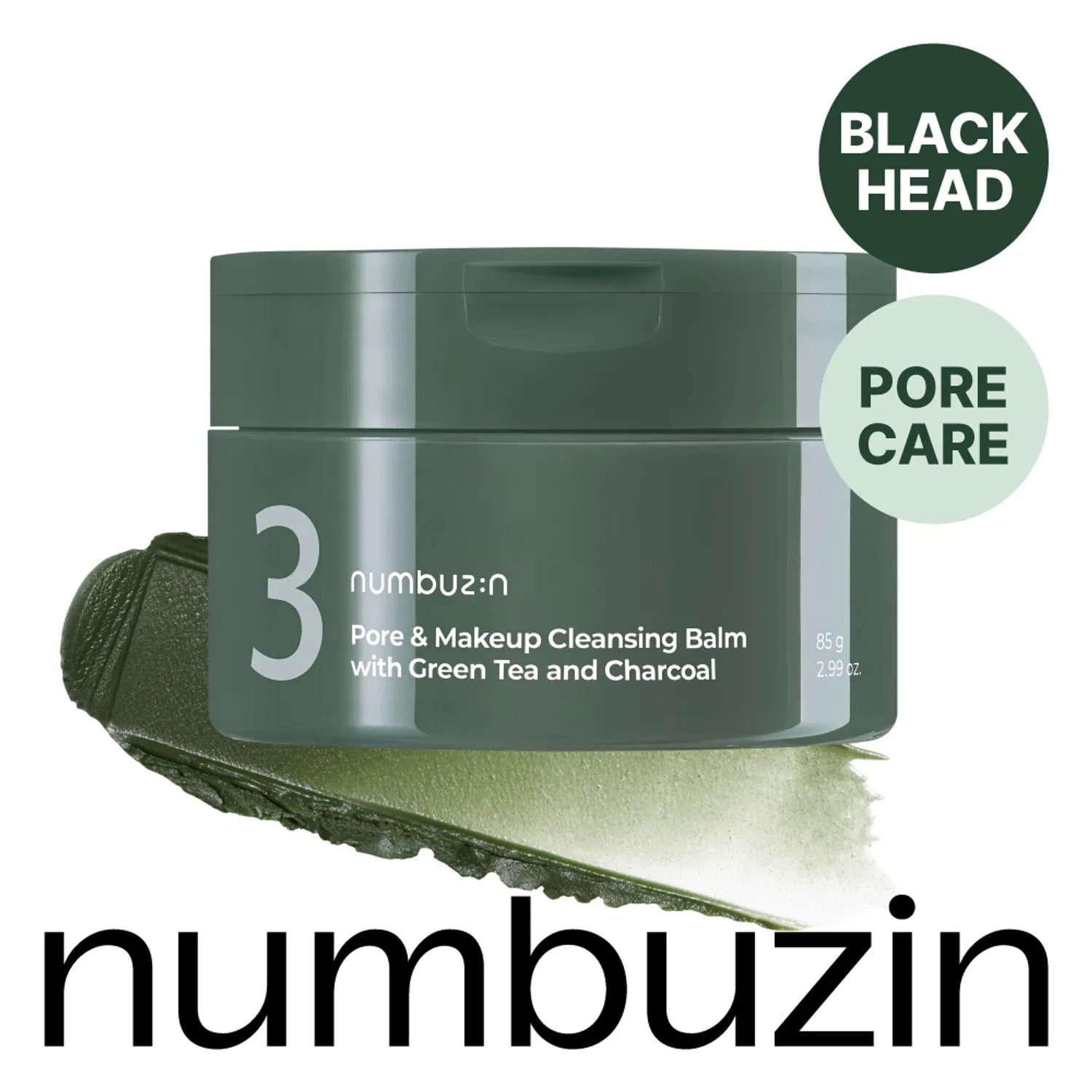 numbuzin No. 3 Pore & Makeup Cleansing Balm with Green Tea and Charcoal 85g