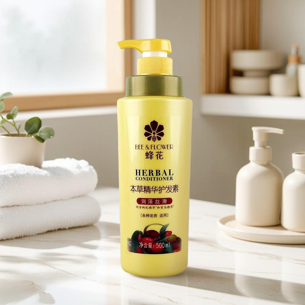 蜂花BEE&FLOWER 本草精华护发素 枸杞&首乌精华 500ml #润泽丝滑 滋润顺滑亮泽 干枯毛躁分叉断发暗哑无光发质