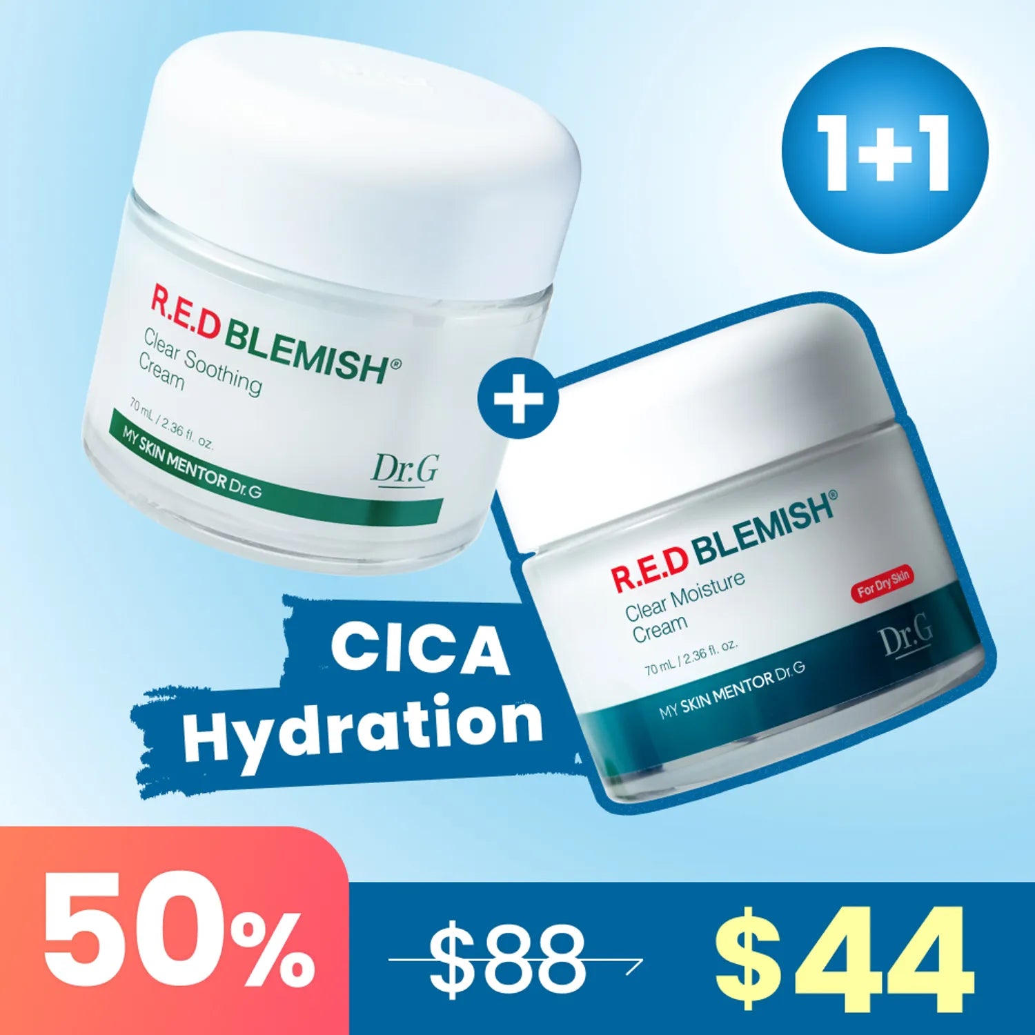 Dr.G Red Blemish Clear Soothing Cream & Moisture Cream Duo Set