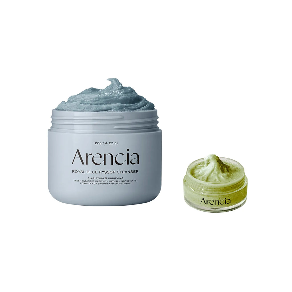 Arencia Blue Hyssop Rice Mochi Cleanser 120g Set (+Green Cleanser 15g)