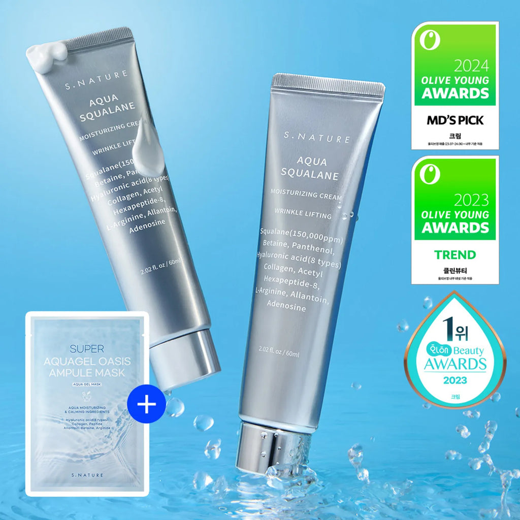 S.NATURE Aqua Squalane Moisturizing Cream 60ml Double Pack (+Aqua Gel Mask Sheet 1ea)