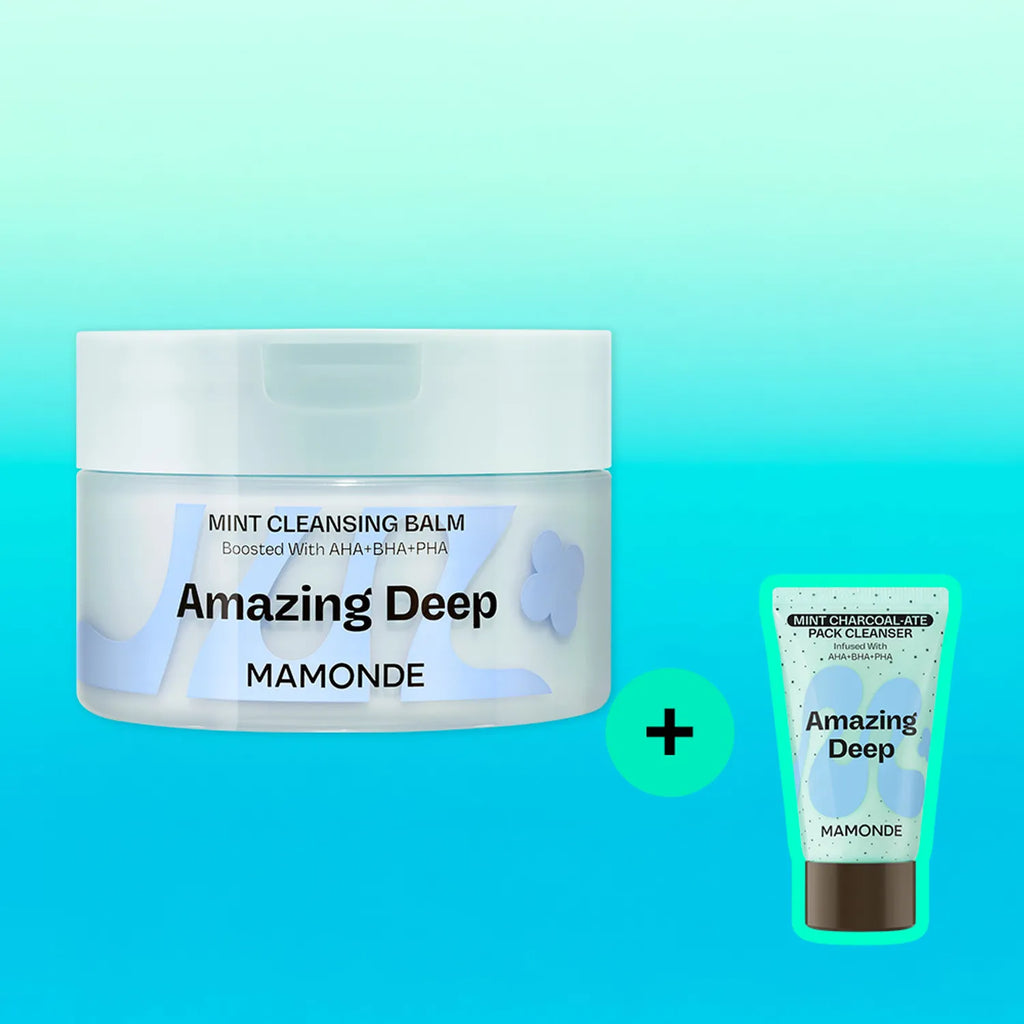 Mamonde Amazing Deep Mint Cleansing Balm 90ml Set (+Deep Mint Charcoal-Ate Pack Cleanser 25g)