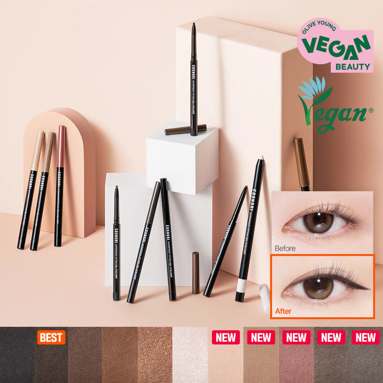 COSNORI Superproof Fitting Vegan Gel Eyeliner Pencil 1 + 1 Special Set