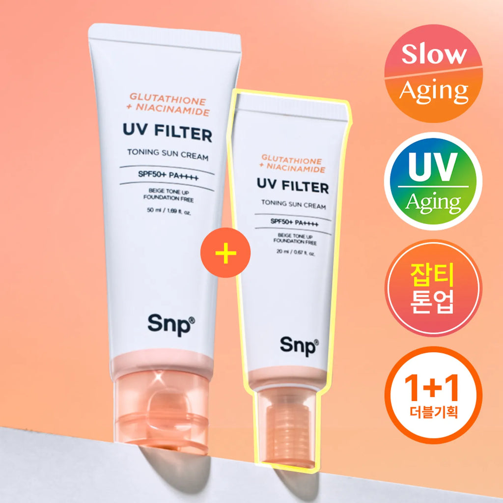 SNP Glutathione + Niacinamide UV Filter Toning Sun Cream 50ml Set (+20ml)