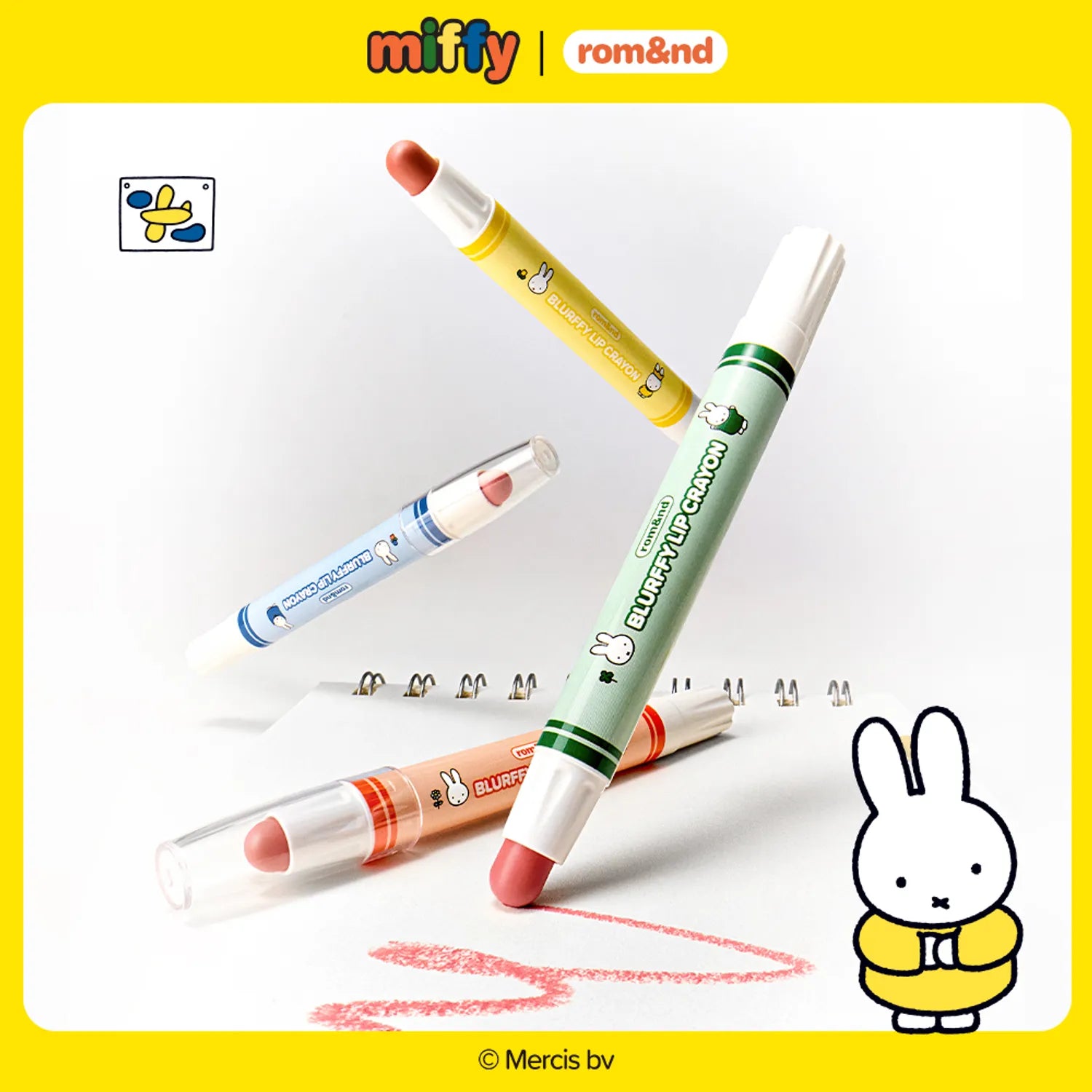 [miffy EDITION] rom&nd Lip Bluffy Crayon (4 Colors)