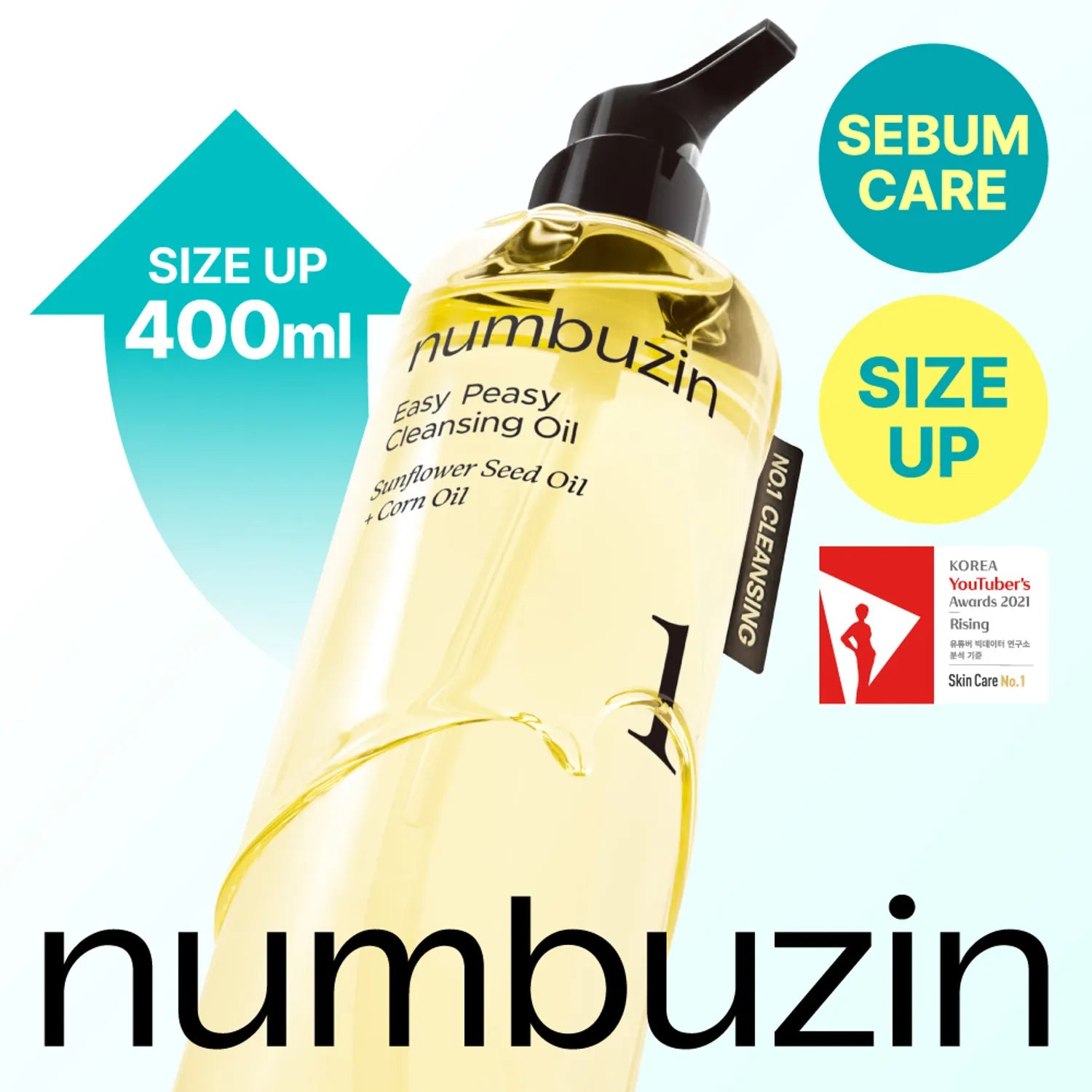 numbuzin No. 1 Easy Peasy Cleansing Oil 400mL Jumbo Size