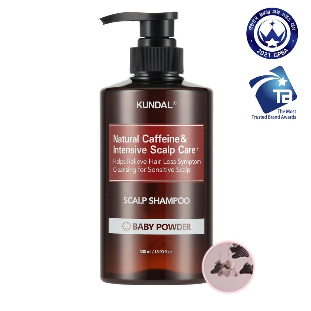 KUNDAL Natural Caffeine & Intensive Scalp Care+ Scalp Shampoo 500mL #Baby Powder