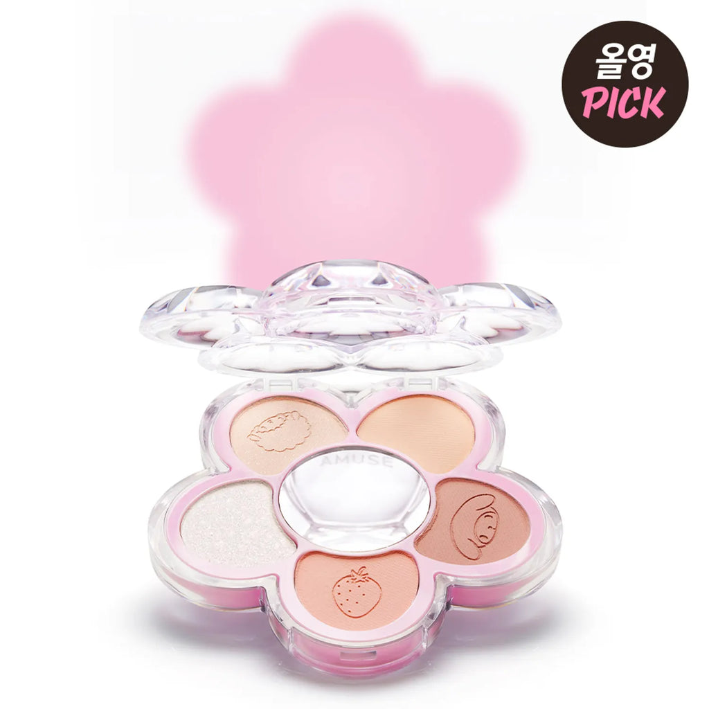 [MY MELODY & KUROMI EDITION] AMUSE Flora Eye Palette (+Acrylic Charm, Seal Sticker)