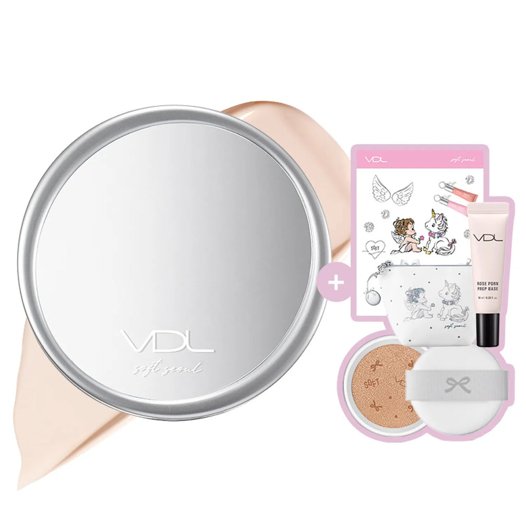 [SOFT SEOUL EDITION] VDL Cover Stain Perfecting Cushion Refill Set (+Pouch+Rose PDRN Prep Base Mini)