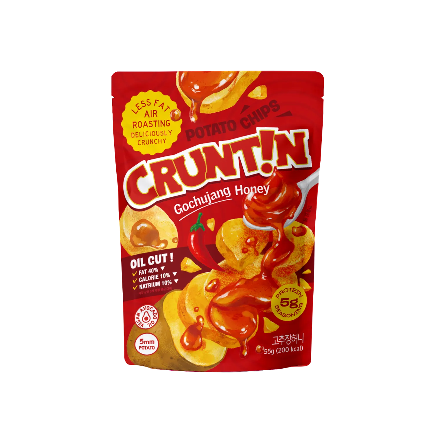 CRUNTIN 5mm Whole Potato Chips #Gochujang Honey 55g