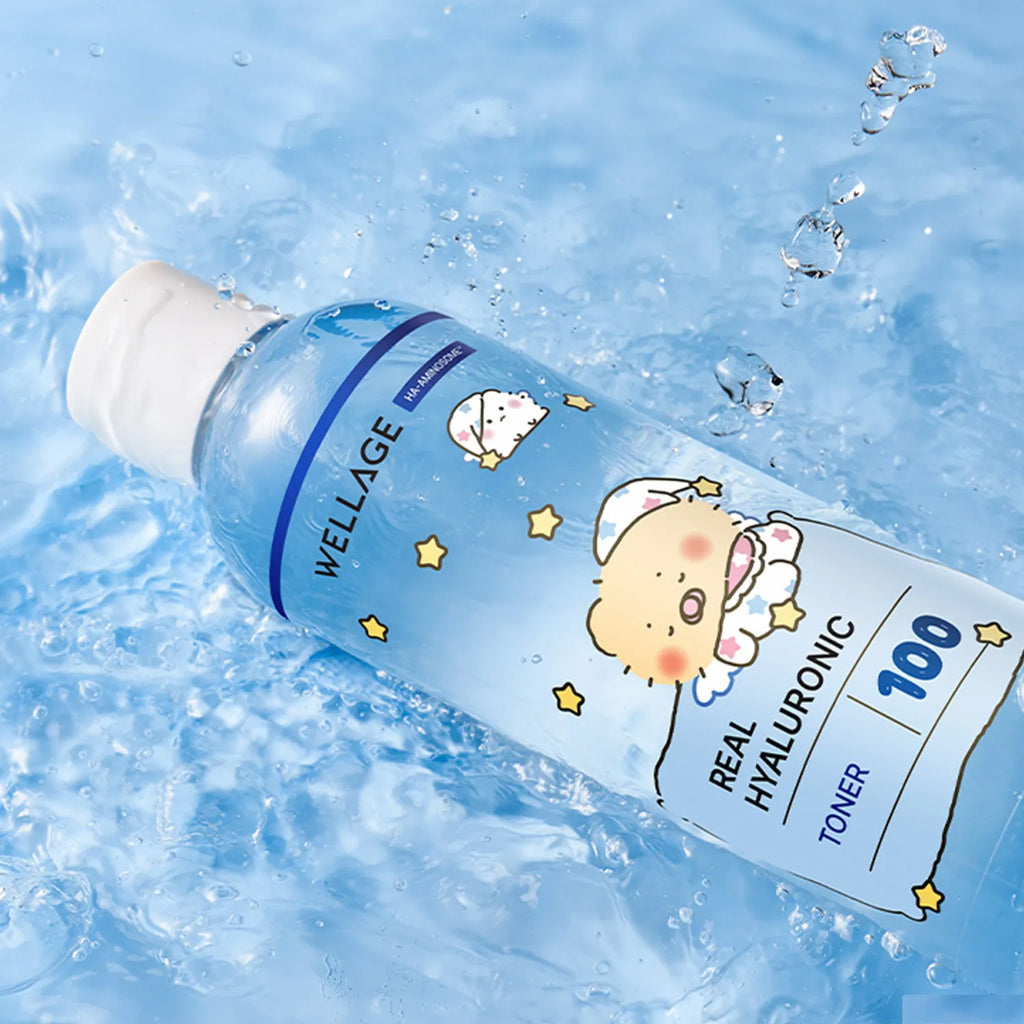 WELLAGE Real Hyaluronic 100 Toner 300ml Set (+Cotton Pad 60P)
