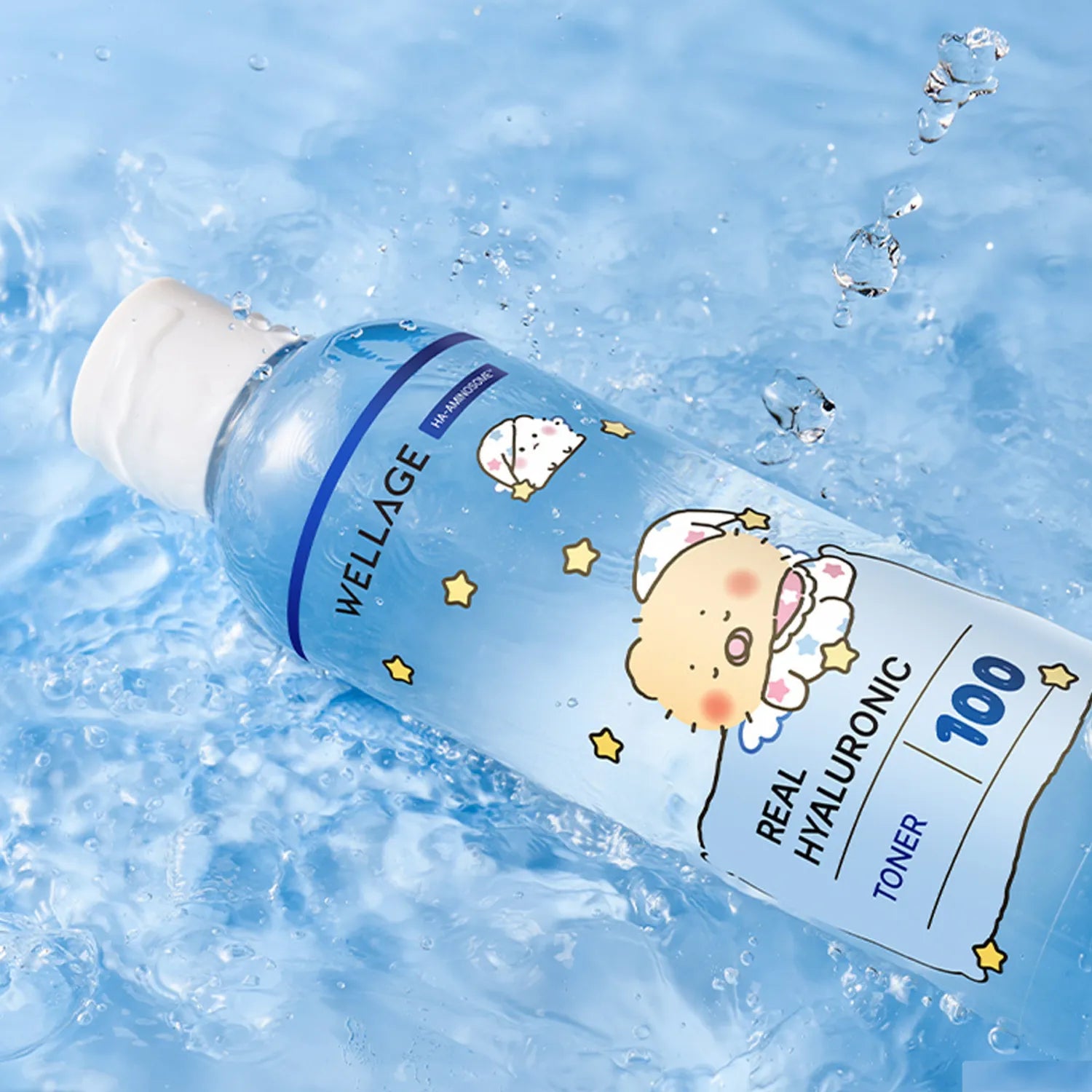 WELLAGE Real Hyaluronic 100 Toner 300ml Set (+Cotton Pad 60P)