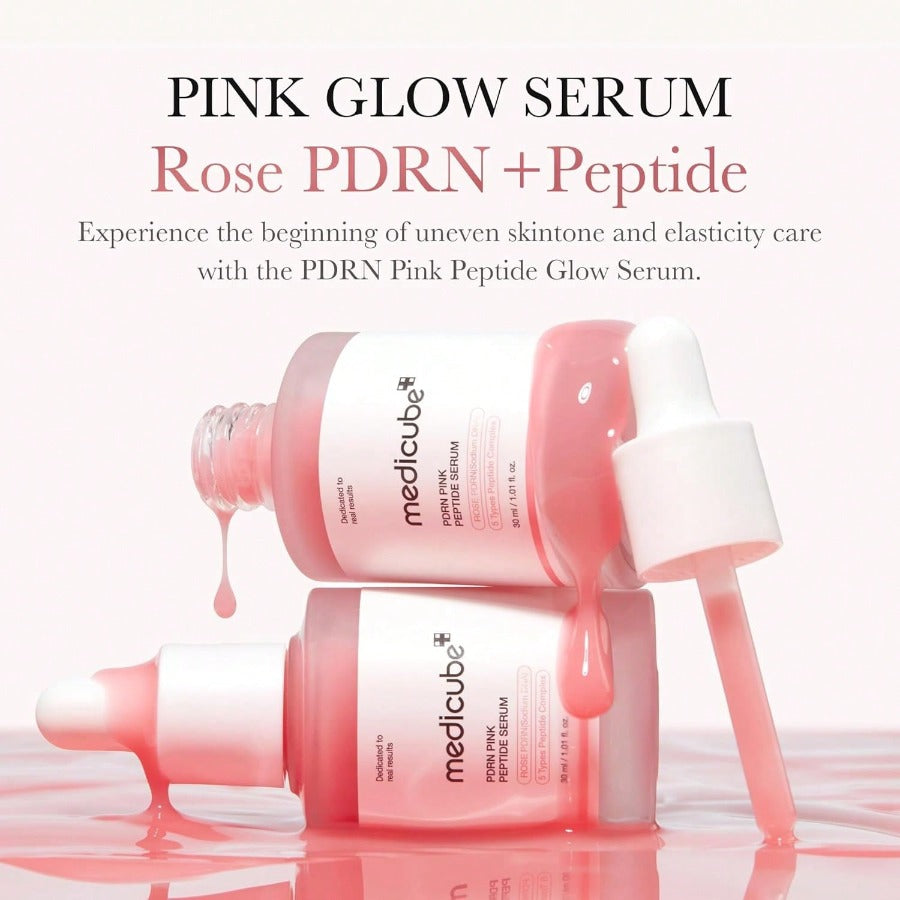 Medicube PDRN Pink Peptide Serum 30ml/1.01 Oz, Pink Glow Serum, Peptide, Niacinamide, Hydrating & Moisturizing & Firming, Uneven Skin Tone, Korean Skincare