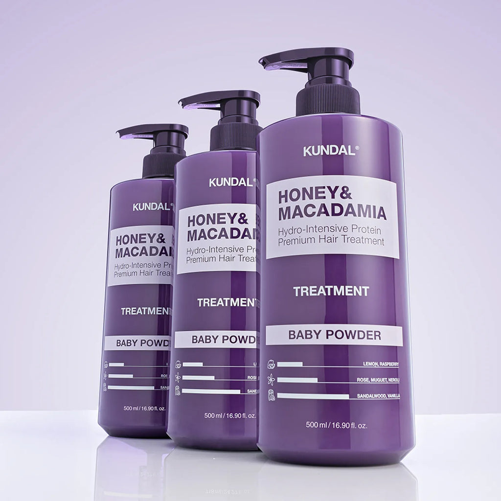 KUNDAL Honey & Macadamia Nature Shampoo&Treatment 300ml #Baby Powder Set (+Shampoo&Treatment 100ml)