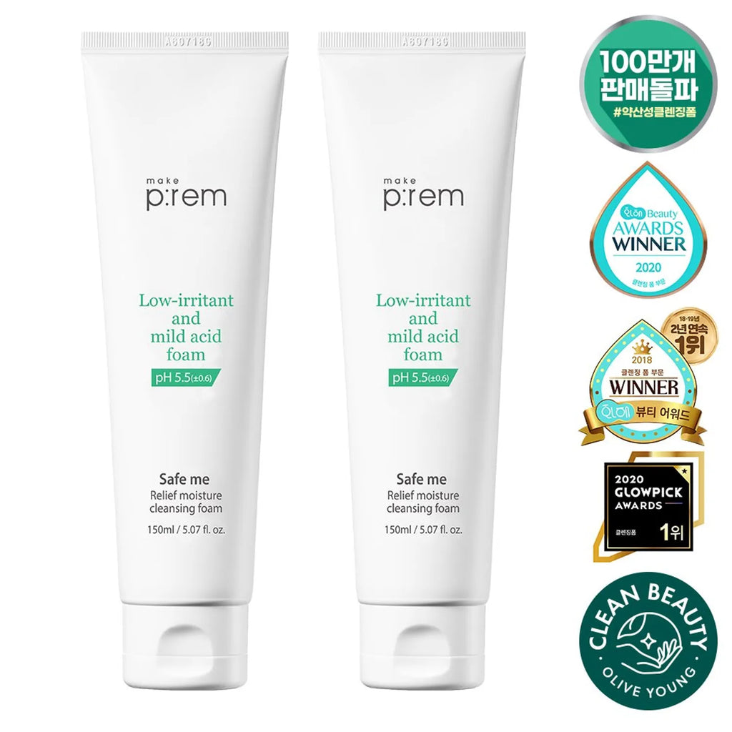makeprem Safe Me Relief Moisture Cleansing Foam 150mL 1+1 Special Set