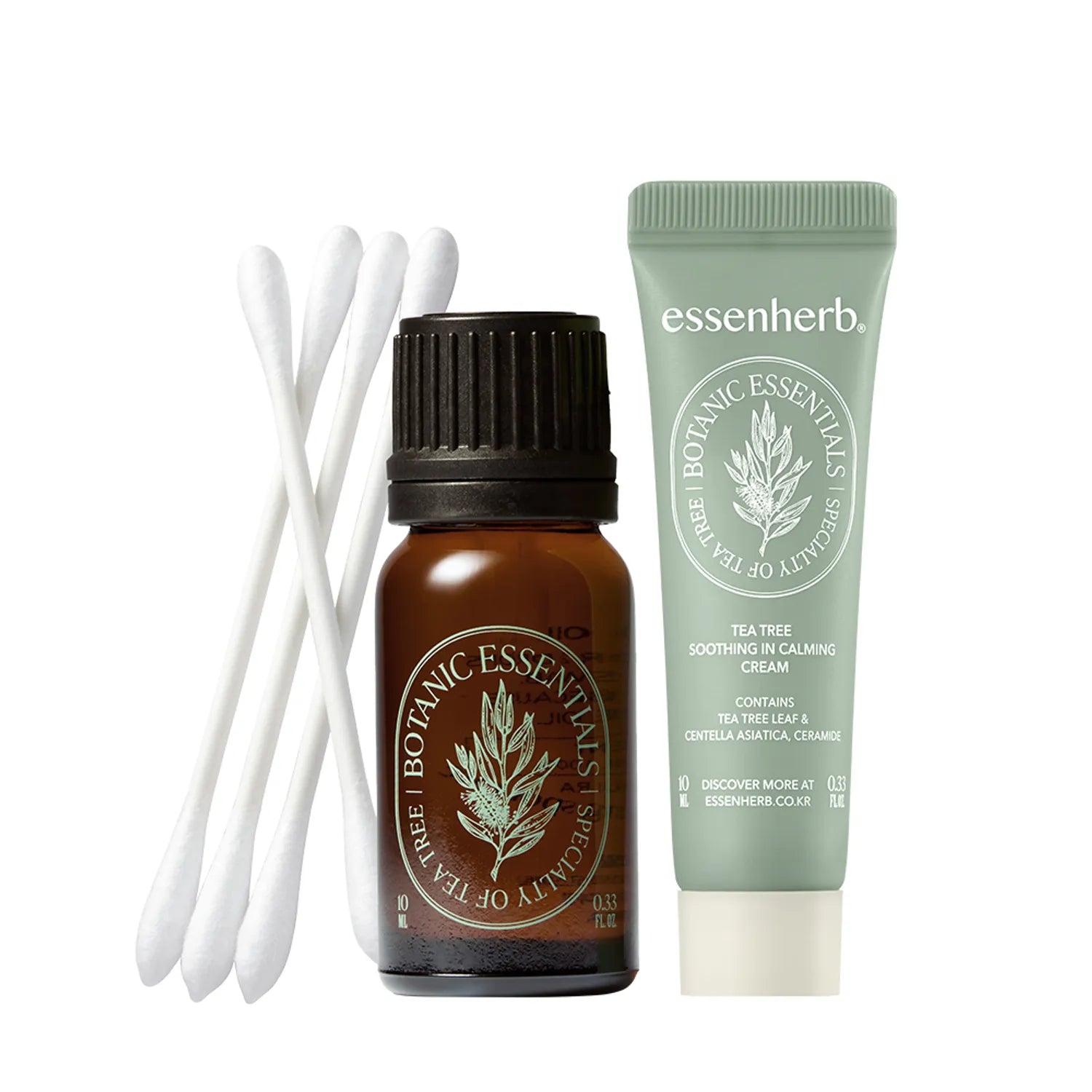 essenHERB Tea Tree 100 Oil 10mL Special Set (+Cream 10mL+Cotton Swab 50P)