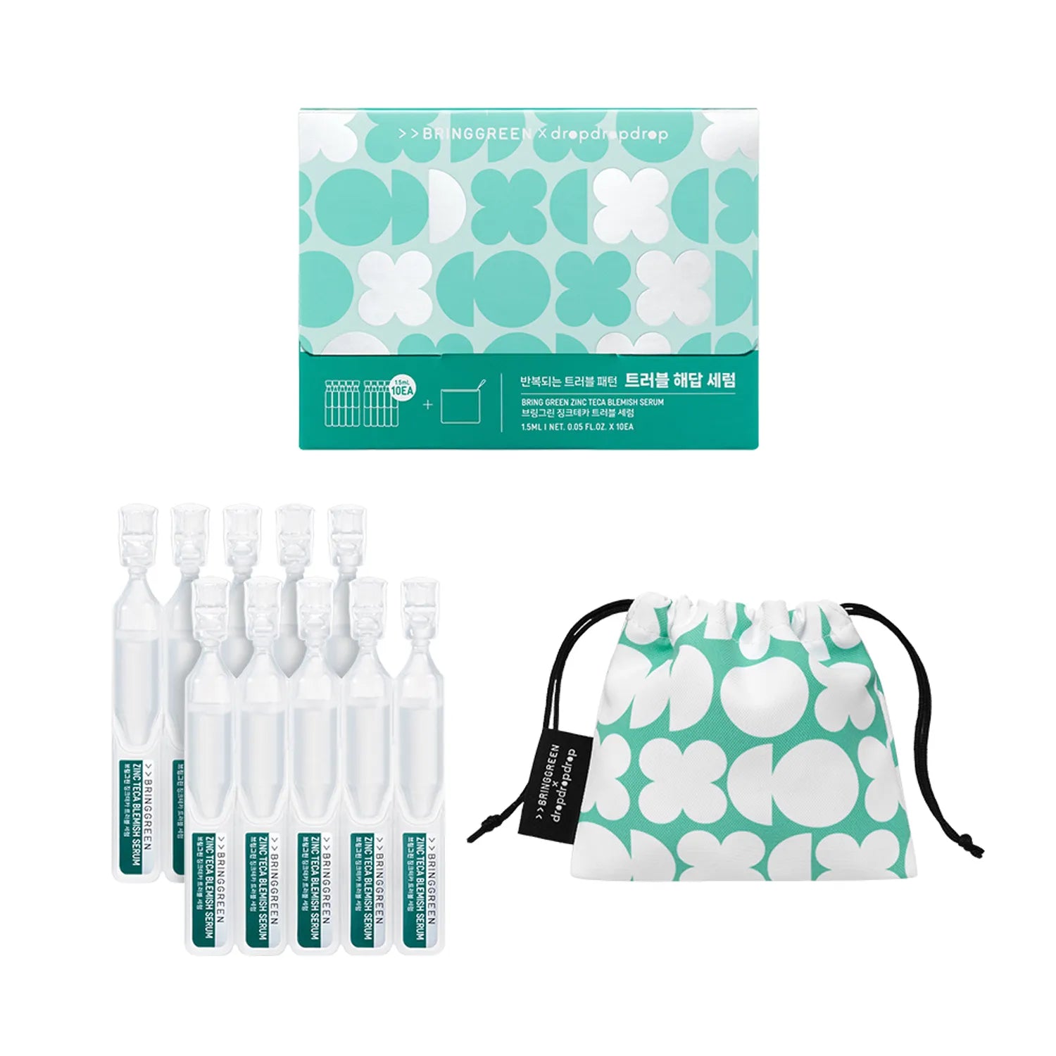 [dropdropdrop EDITION] BRINGGREEN Zinc Teca Blemish Serum 1.5ml*10ea (+DRP Mini Pouch)