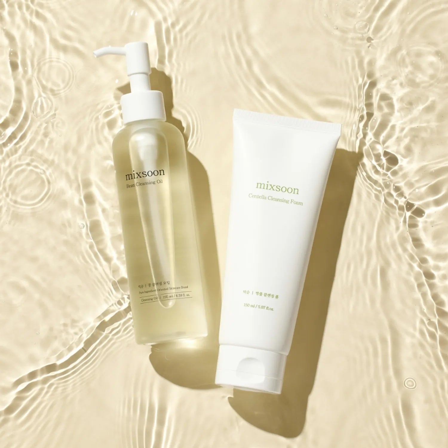mixsoon Double Step Cleansing Duo Set (Centella Cleansing Foam 150ml + Bean Cleansing Oil 195ml)