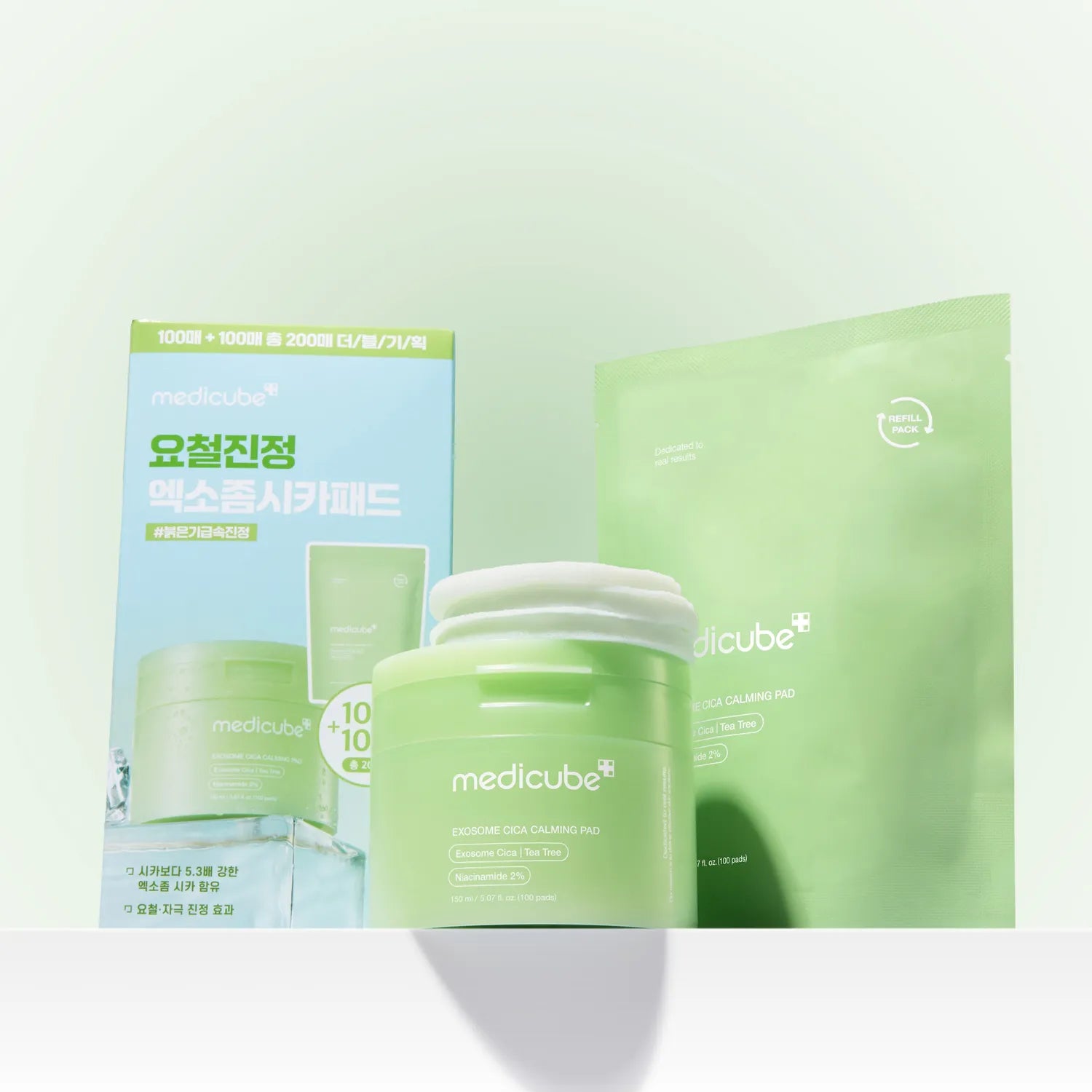 medicube Exosome Cica Calming Pad 100P (+Refill 100 sheets)