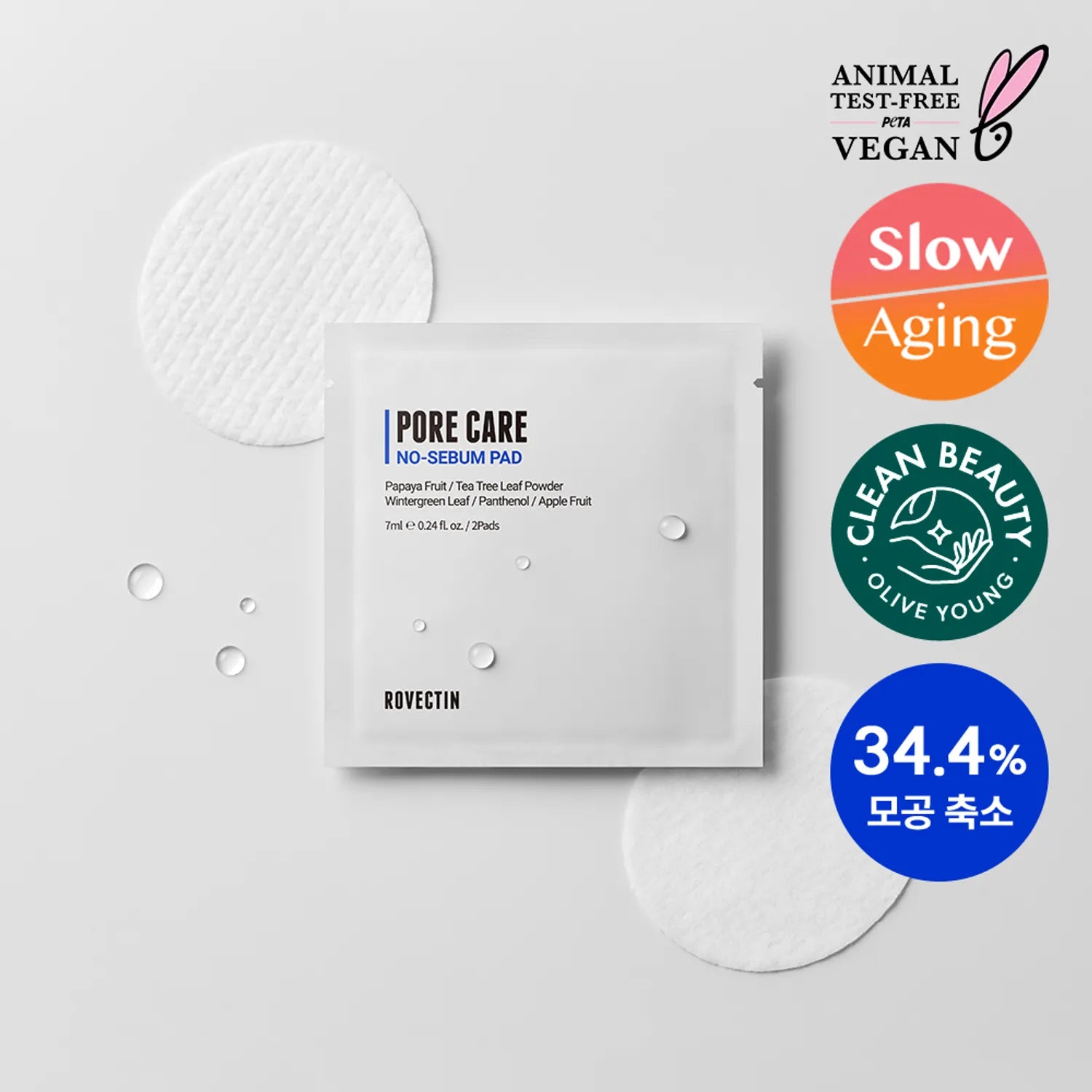ROVECTIN Pore Care No Sebum Pad Portable (20P)