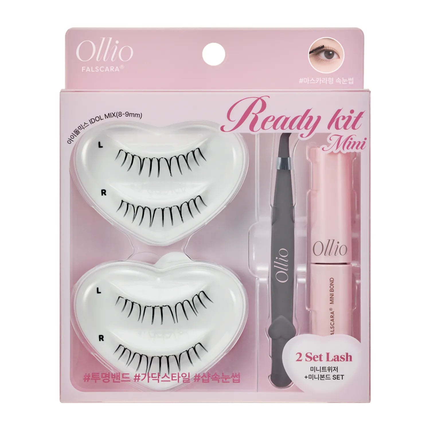 Ollio Falscara Eyelash Ready [KIT] 16pcs (+Mini Bond, Tweezer)
