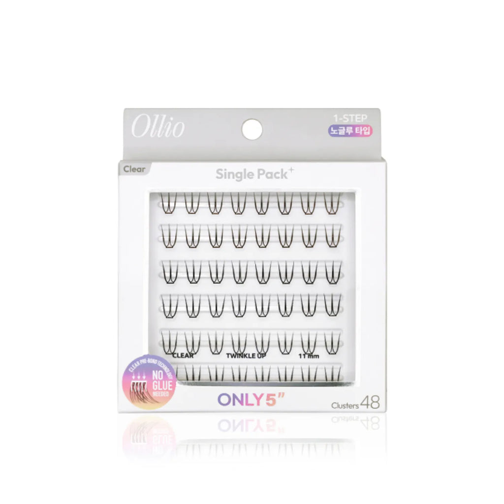 Ollio No Glue Eyelash #Clear Single [PACK Plus] (Short/Wide) (48pcs/36pcs)