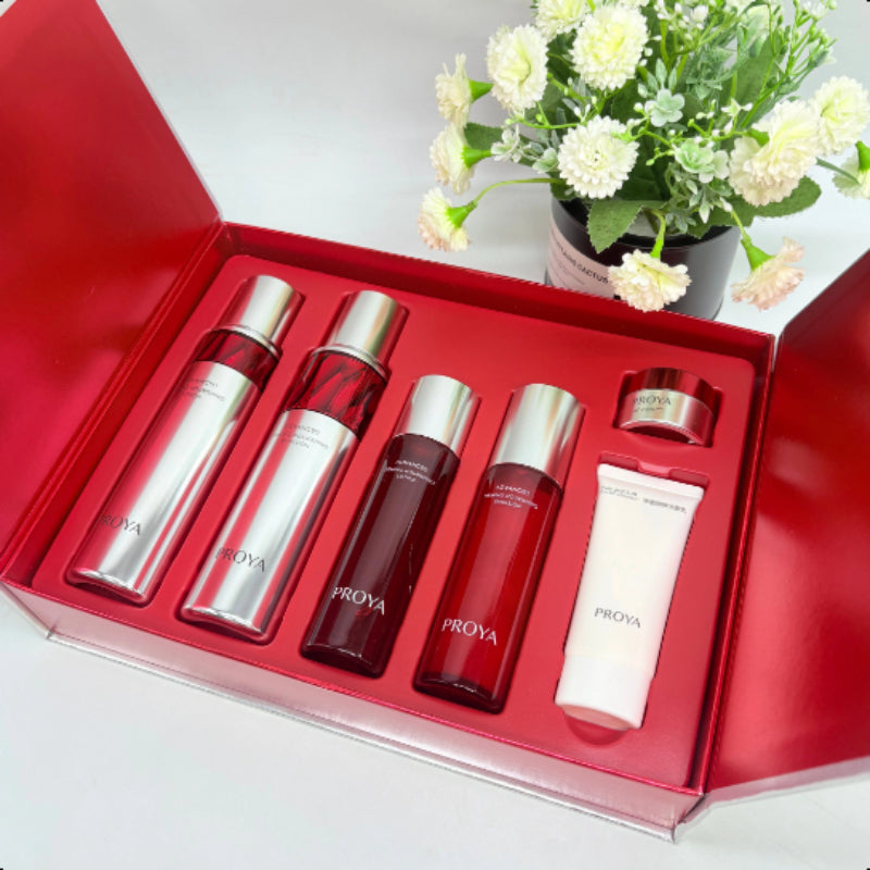 PROYA Ruby Cream  Lotion and emulsion Set (essence120+60ml+Emulsion120+60ml+Cream - Light For Oily Skin15g+Foam Cleanser40ml)